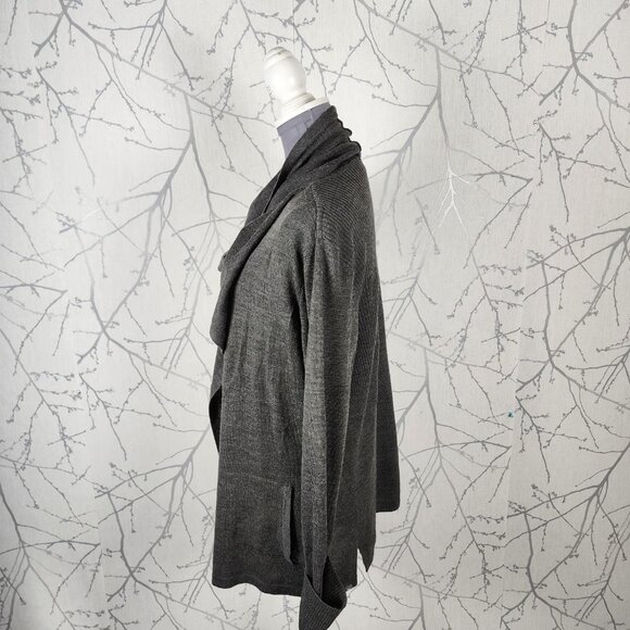 Eddie Bauer Gray 48% Merino Wool Knit Waterfall Cardigan - Picture 2 of 5